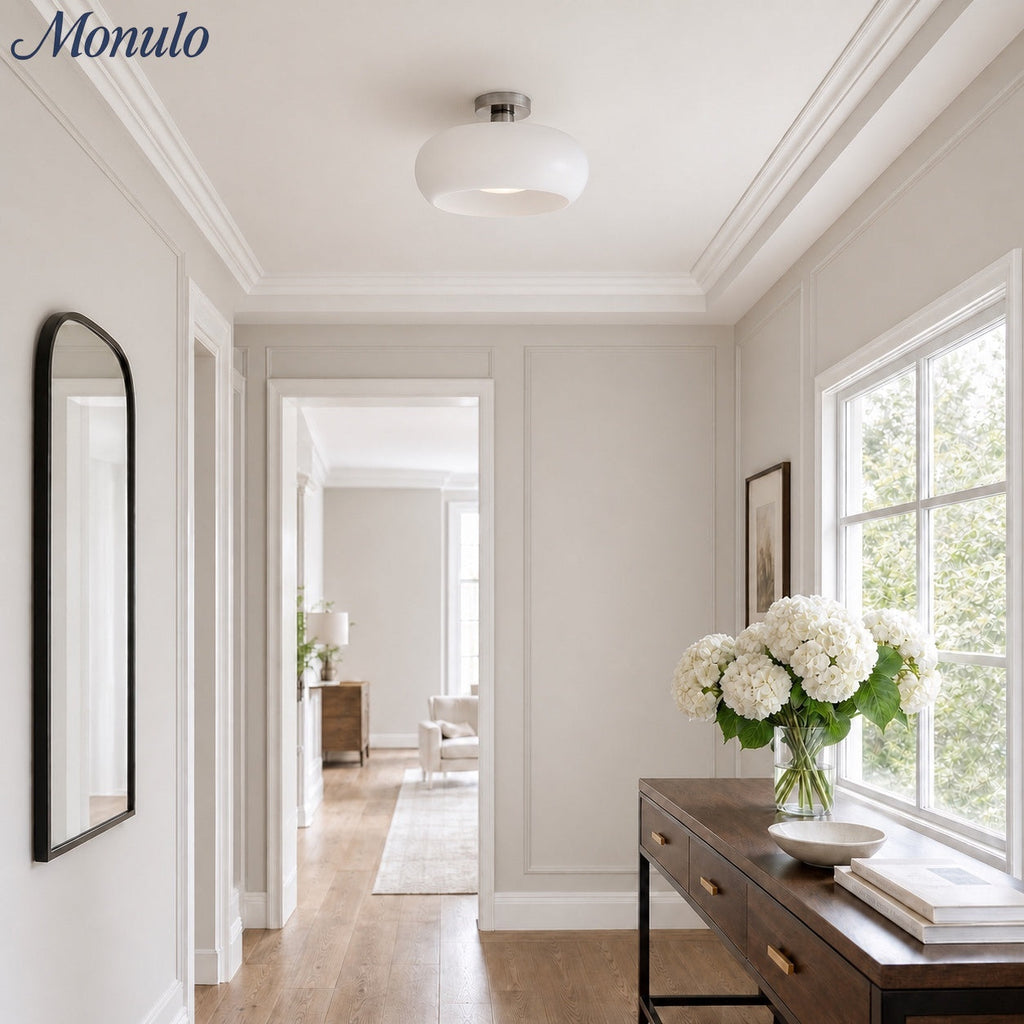 Retro Brass Bauhaus Glass Disc Ceiling Lamp | Esilora