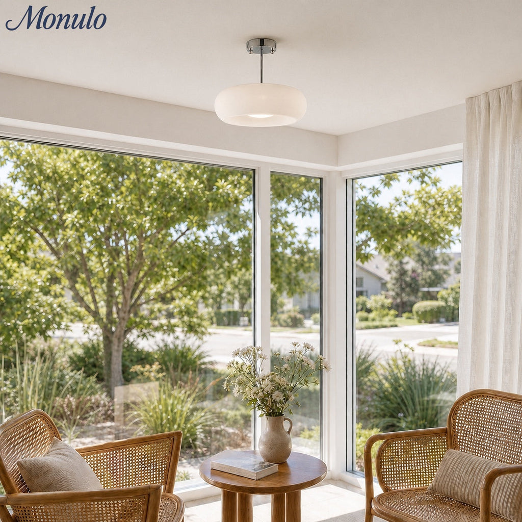 Retro Brass Bauhaus Glass Disc Ceiling Lamp | Esilora