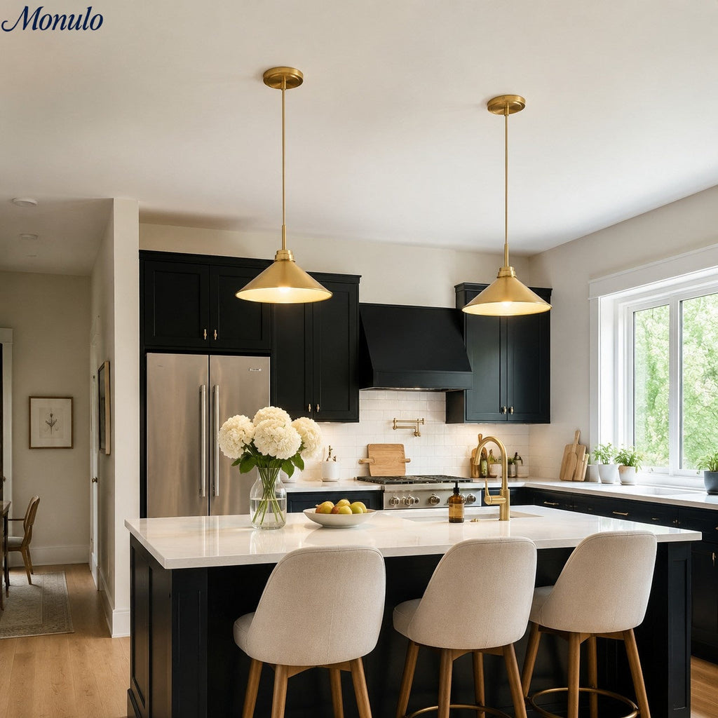 Aurenza Modern Farmhouse  Cone Pendant Light – Dimmable Kitchen and Entryway Lighting | Esilora
