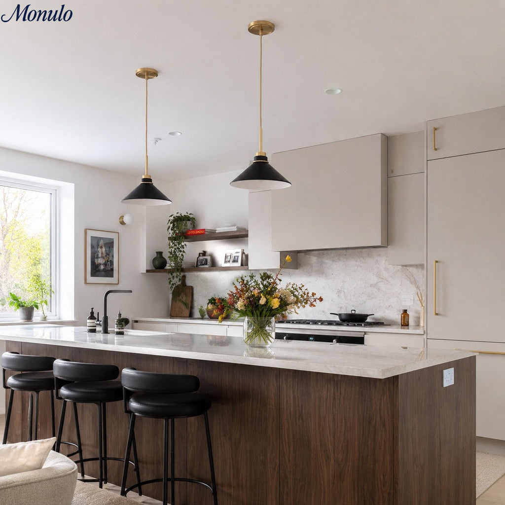 Aurenza Modern Farmhouse  Cone Pendant Light – Dimmable Kitchen and Entryway Lighting | Esilora