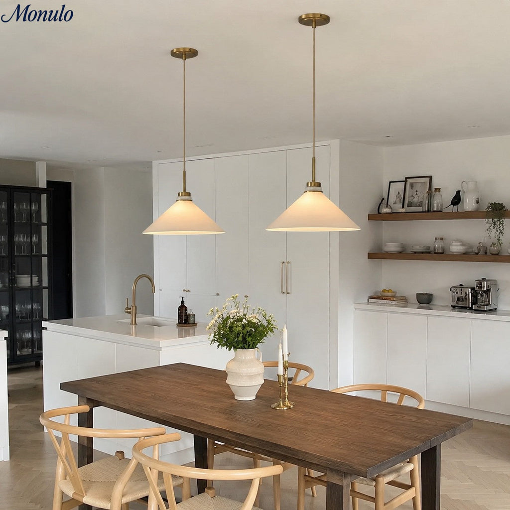 Aurenza Modern Farmhouse  Cone Pendant Light – Dimmable Kitchen and Entryway Lighting | Esilora