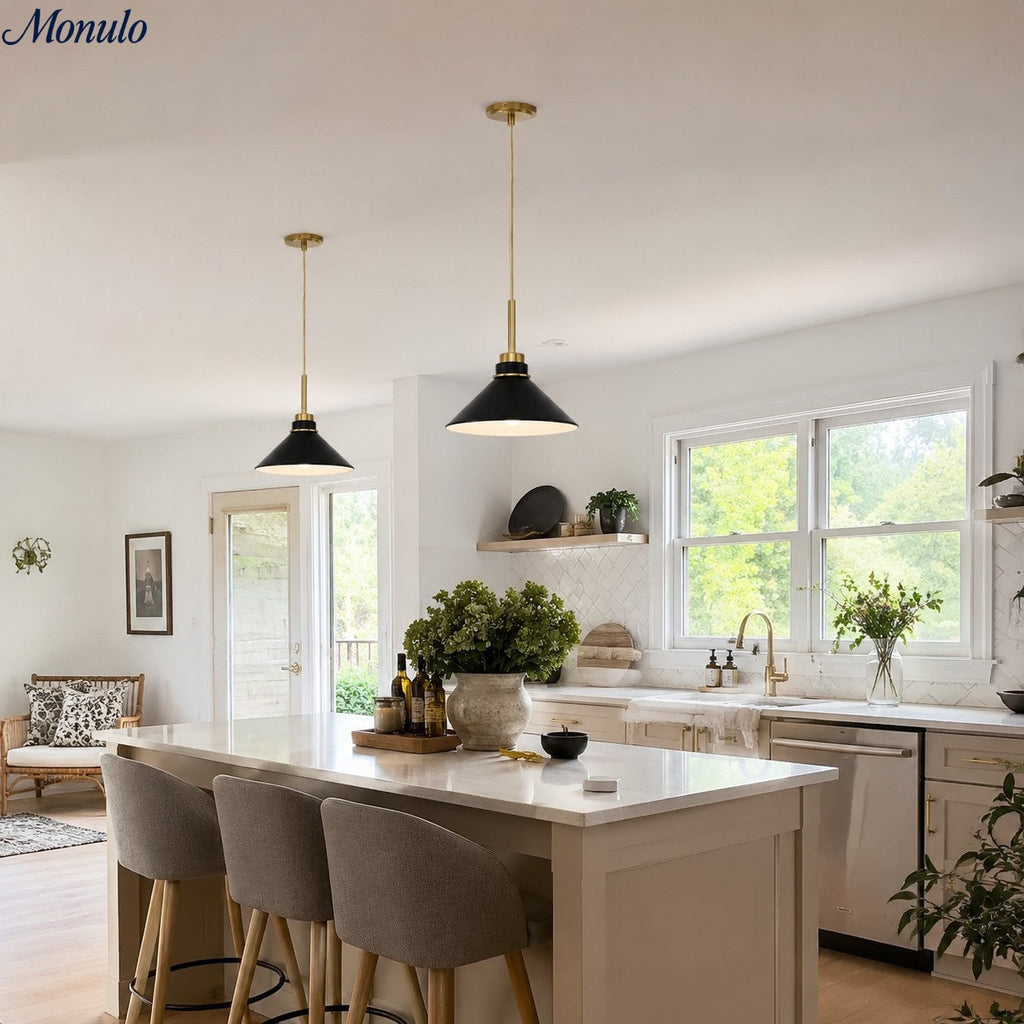 Aurenza Modern Farmhouse  Cone Pendant Light – Dimmable Kitchen and Entryway Lighting | Esilora