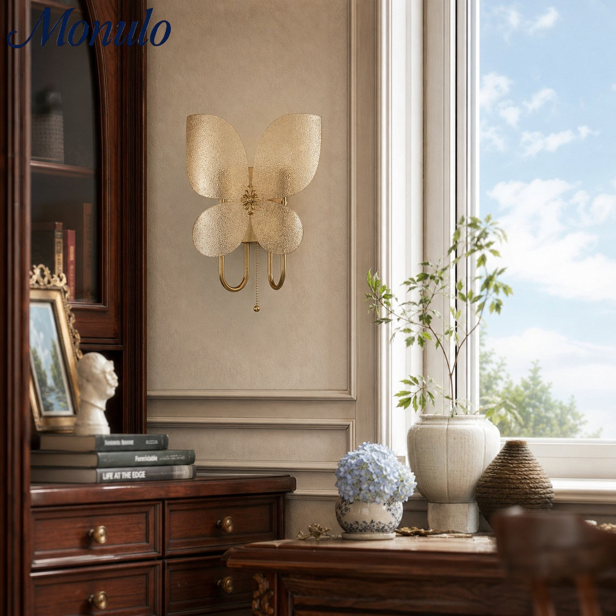 Lucenda Butterfly Wall Sconce - Gold French Vintage Decorative Wall Lamp for Bedroom and Hallway | Esilora
