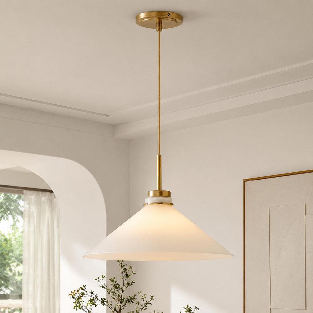Aurenza Modern Farmhouse  Cone Pendant Light – Dimmable Kitchen and Entryway Lighting | Esilora