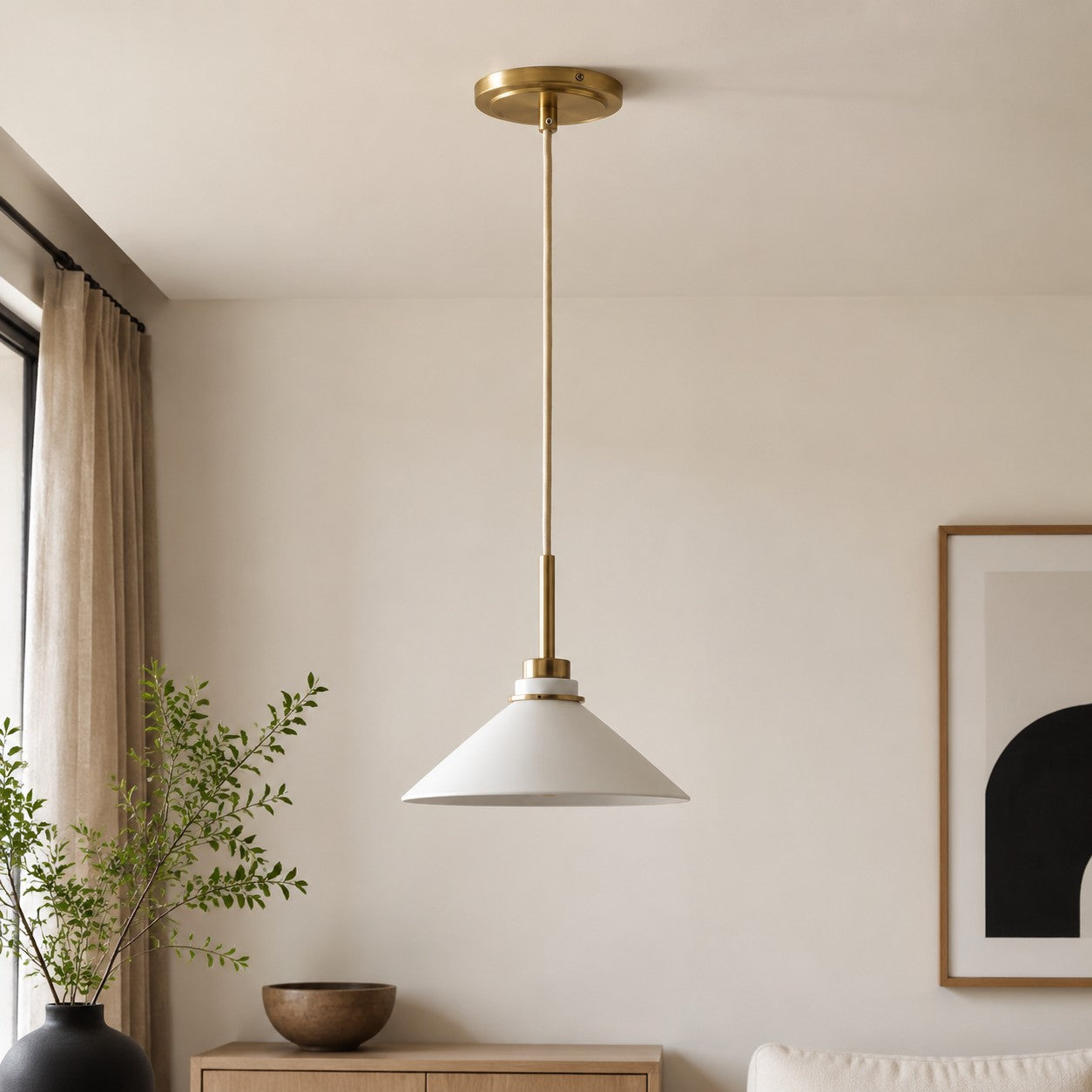 Aurenza Modern Farmhouse  Cone Pendant Light – Dimmable Kitchen and Entryway Lighting | Esilora