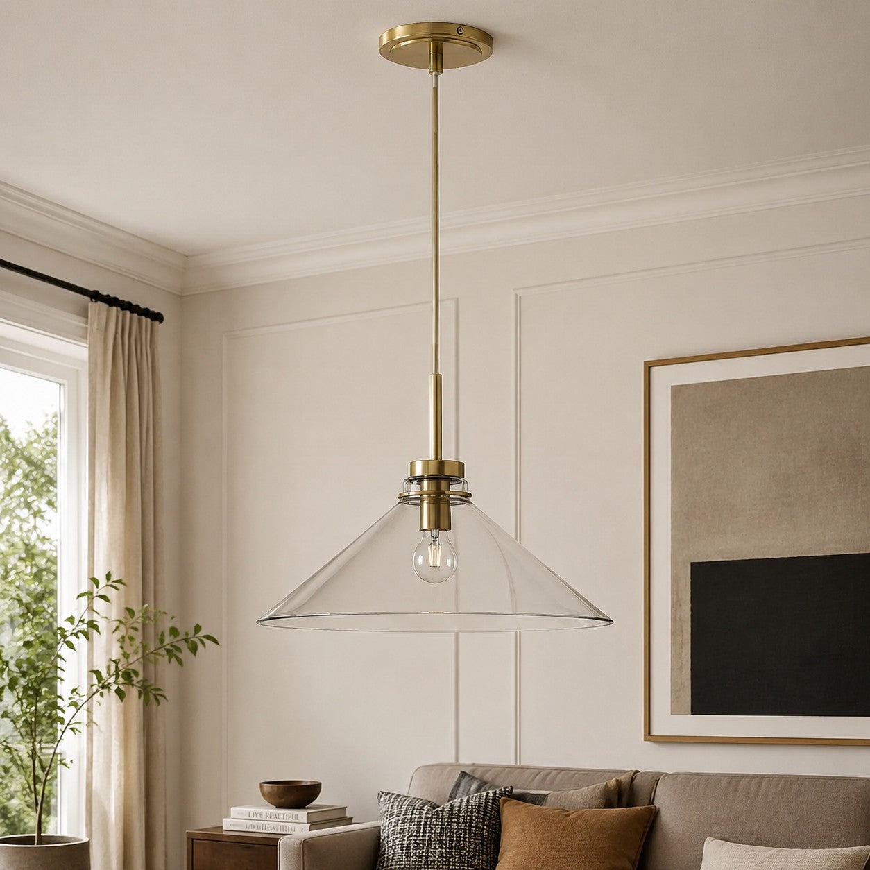 Aurenza Modern Farmhouse  Cone Pendant Light – Dimmable Kitchen and Entryway Lighting | Esilora