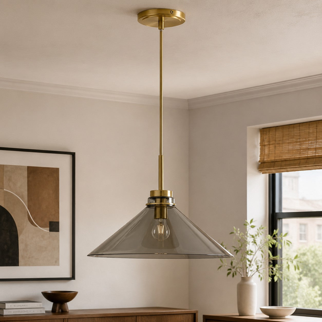 Aurenza Modern Farmhouse  Cone Pendant Light – Dimmable Kitchen and Entryway Lighting | Esilora