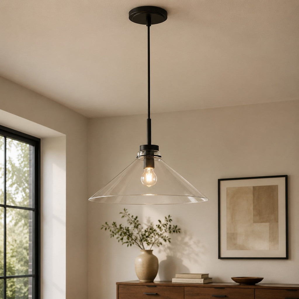 Aurenza Modern Farmhouse  Cone Pendant Light – Dimmable Kitchen and Entryway Lighting | Esilora