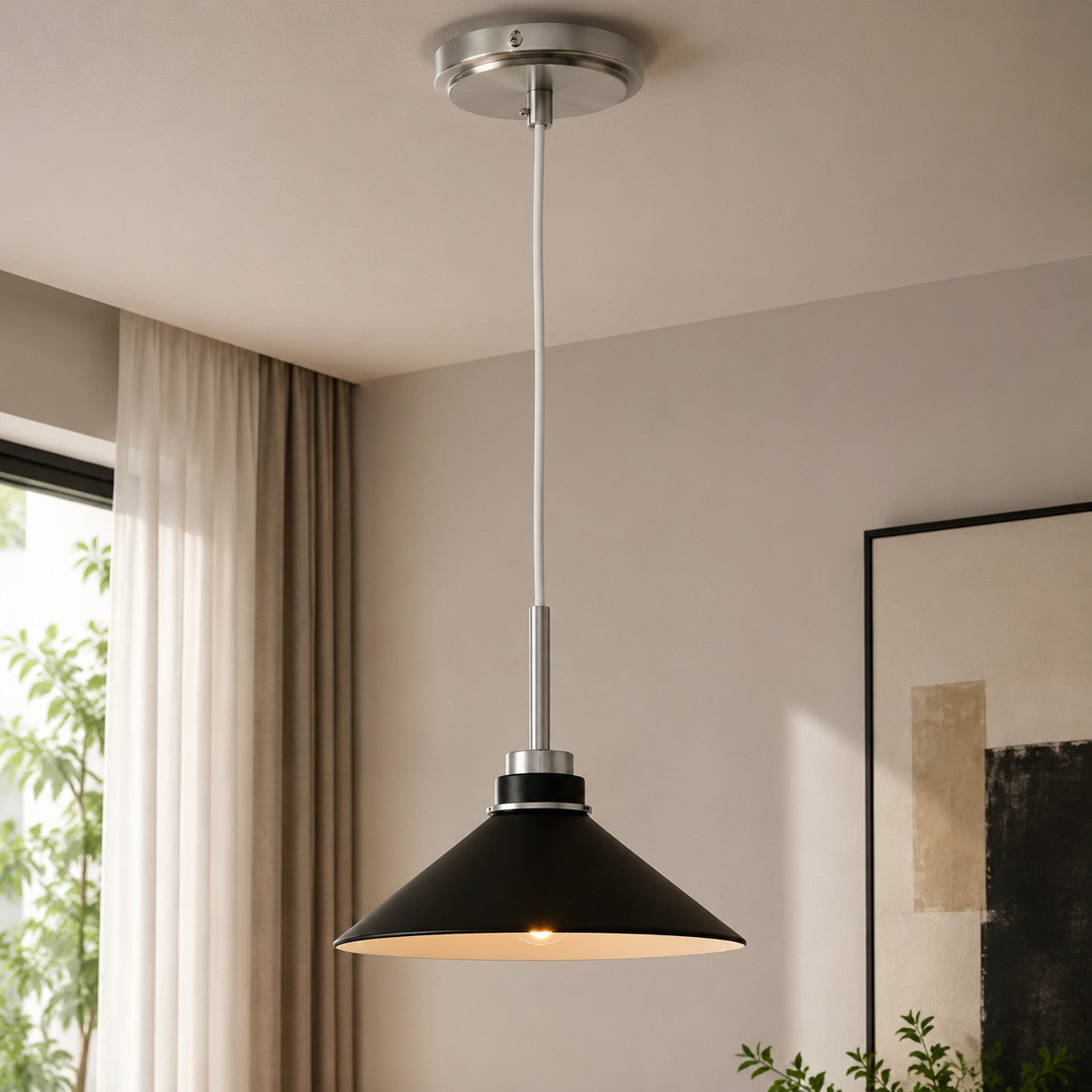 Aurenza Modern Farmhouse  Cone Pendant Light – Dimmable Kitchen and Entryway Lighting | Esilora