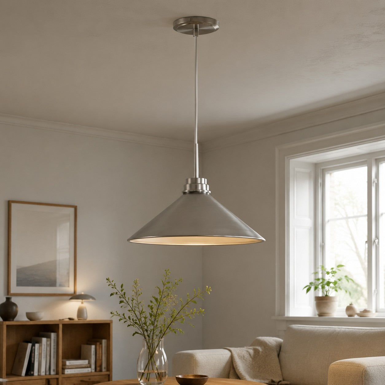Aurenza Modern Farmhouse  Cone Pendant Light – Dimmable Kitchen and Entryway Lighting | Esilora