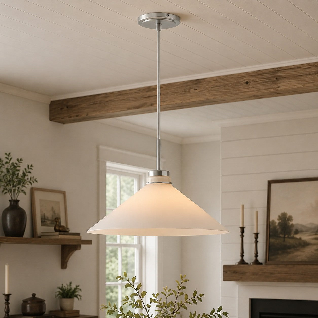Aurenza Modern Farmhouse  Cone Pendant Light – Dimmable Kitchen and Entryway Lighting | Esilora