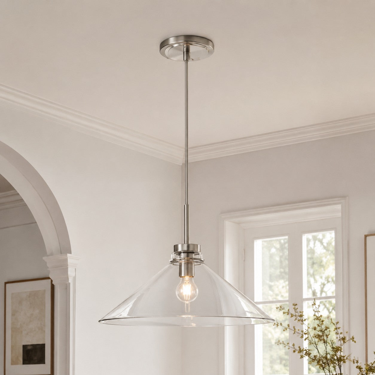 Aurenza Modern Farmhouse  Cone Pendant Light – Dimmable Kitchen and Entryway Lighting | Esilora