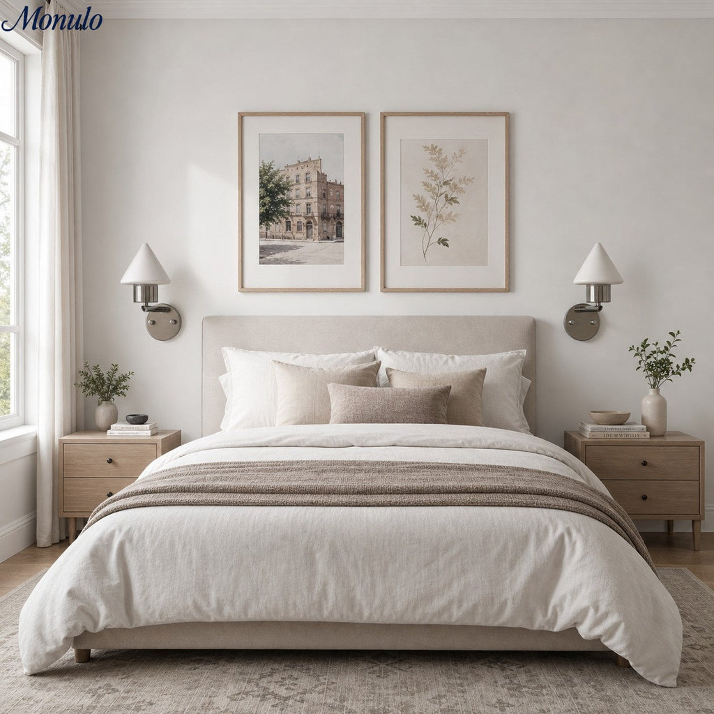 Applique Kallera - Luminaire rétro minimaliste en métal et verre avec abat-jour conique pour chambre et couloir | Esilora