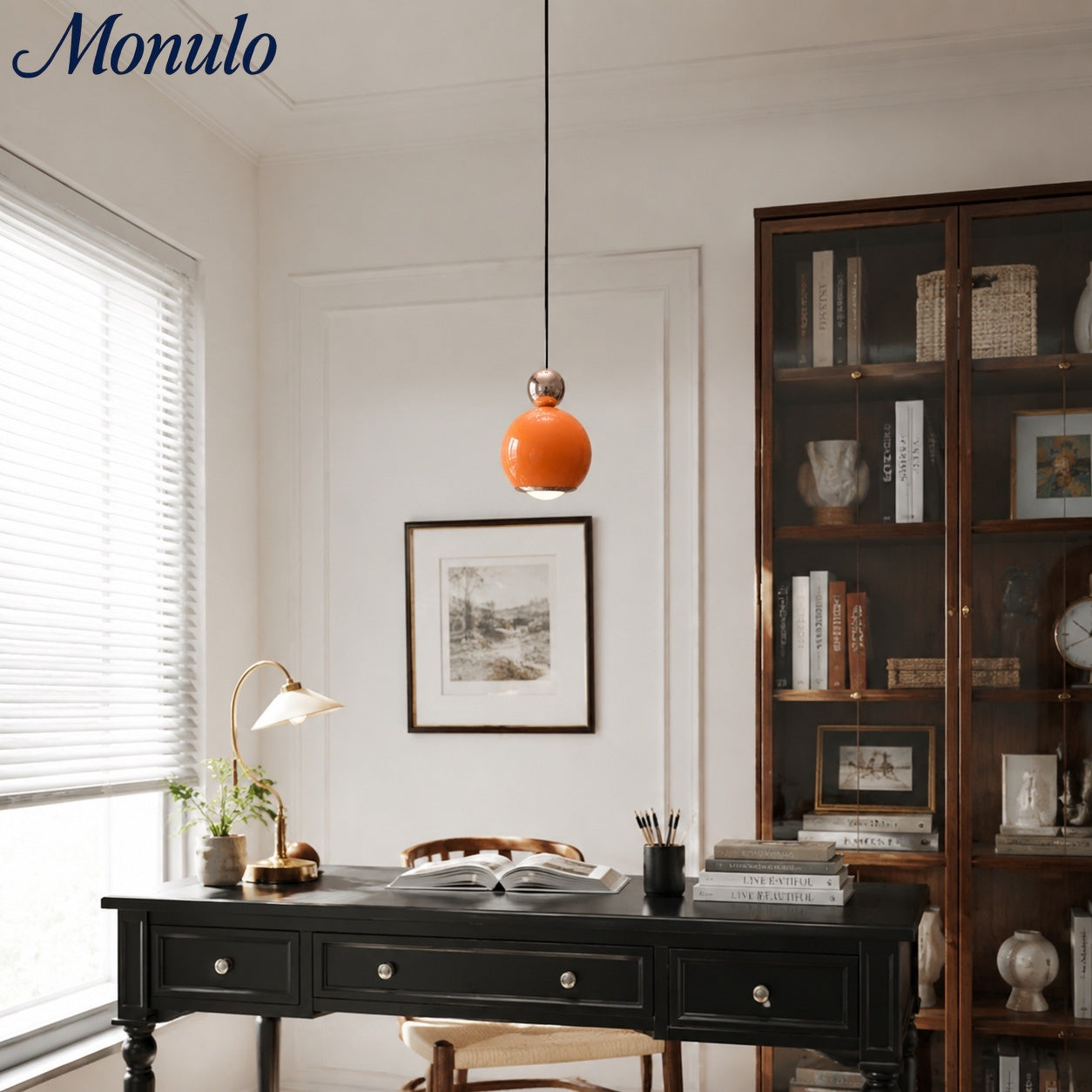 Lampe suspendue Ivoran de style crème – Lampe LED réglable en forme de globe acrylique pour chevet et bureau | Esilora