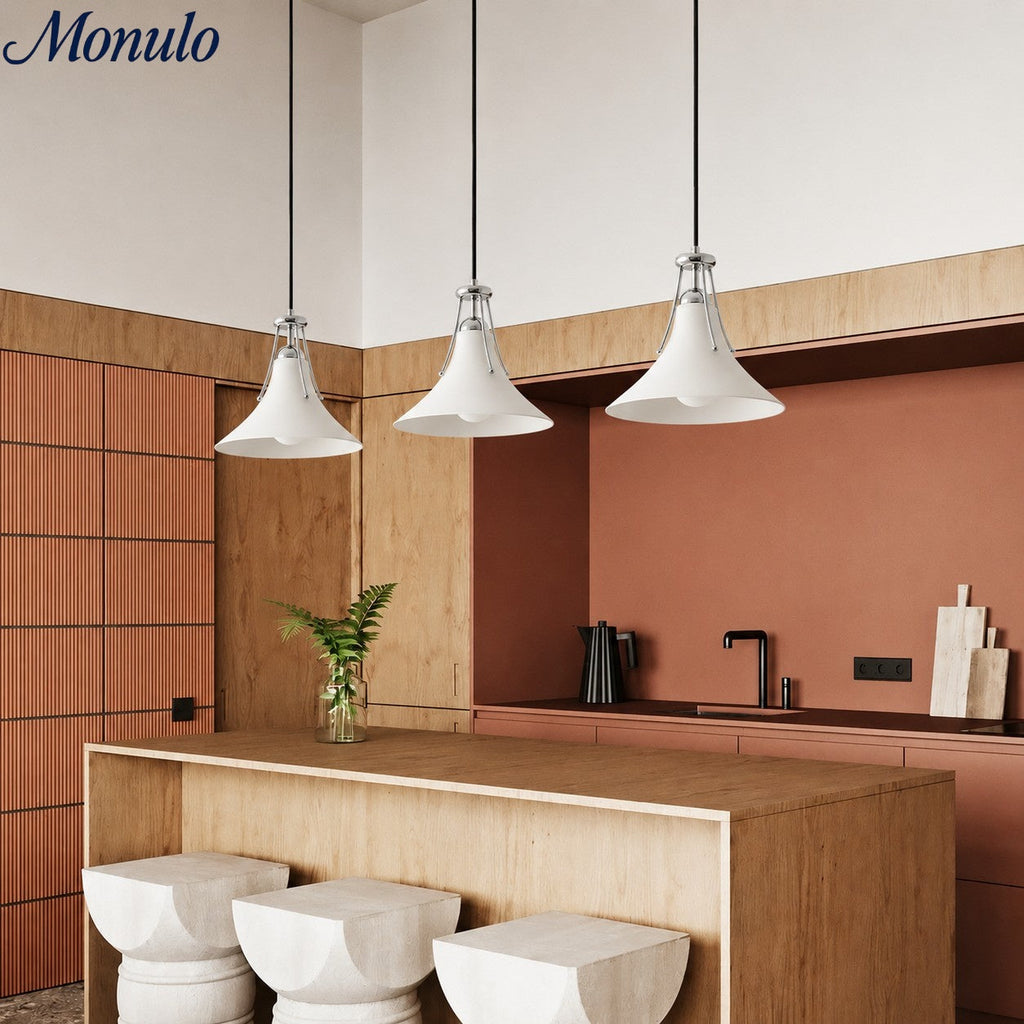 Suspension Kallera - Verre blanc et chrome, style magnolia, pour chambre et couloir | Esilora