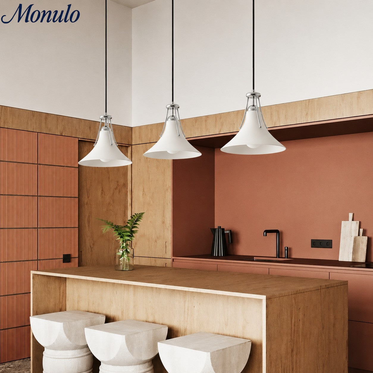 Suspension Kallera - Verre blanc et chrome, style magnolia, pour chambre et couloir | Esilora