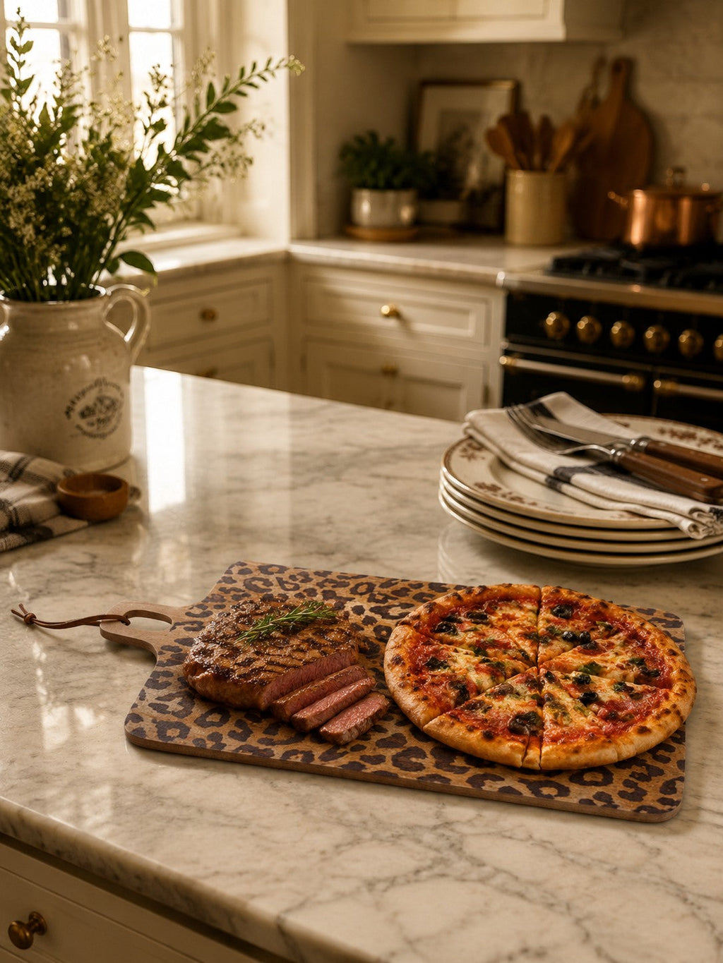 Leopard Solid Sapele Wood Board - Functional Dining Accessory for Kitchen island | Esilora