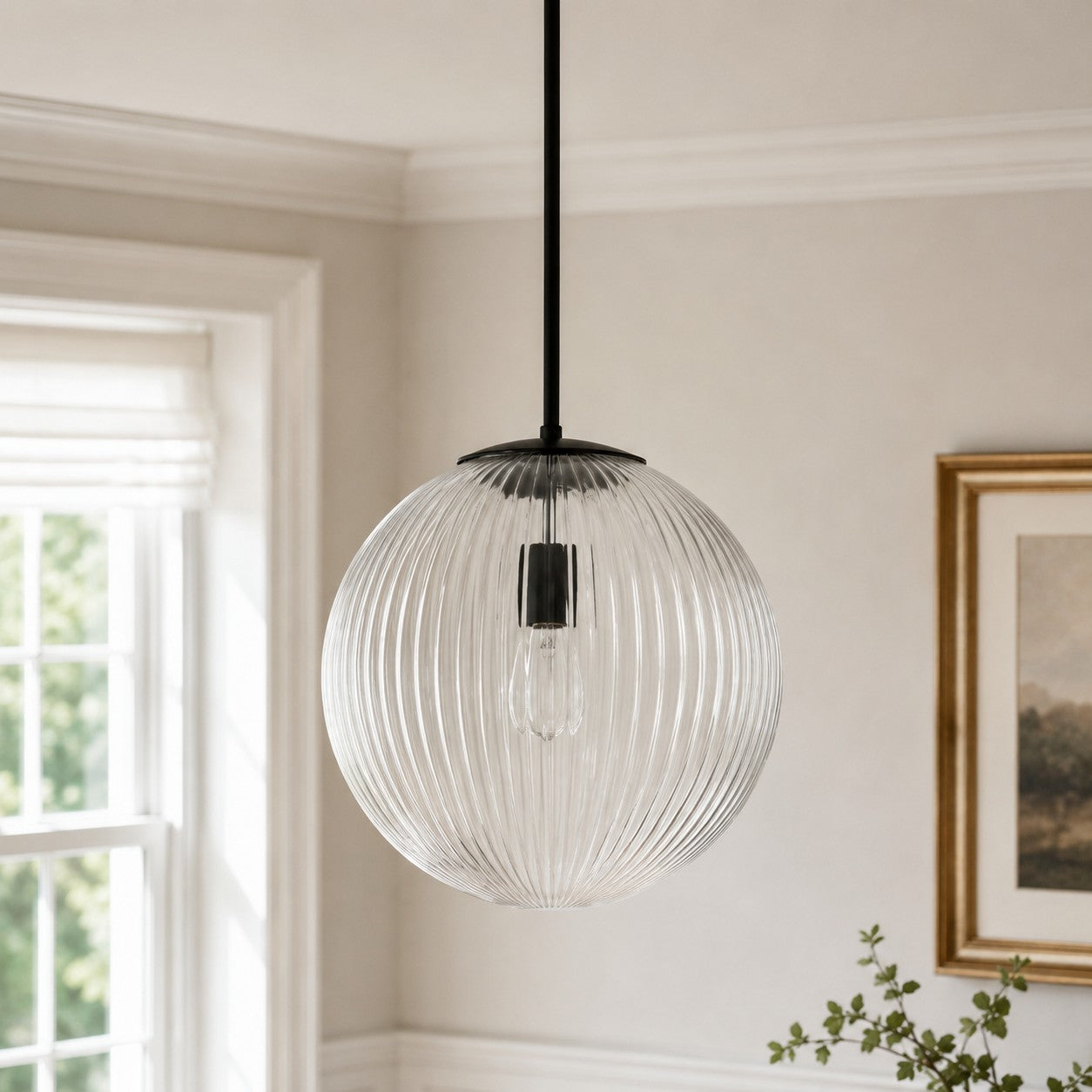Bravira Ribbed Glass Pendant Light – Brass And Glass Pendant Light With Farmhouse Pendant Light Flair | Esilora