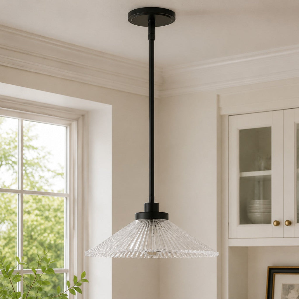 Bravira Ribbed Glass Pendant Light – Brass And Glass Pendant Light With Farmhouse Pendant Light Flair | Esilora