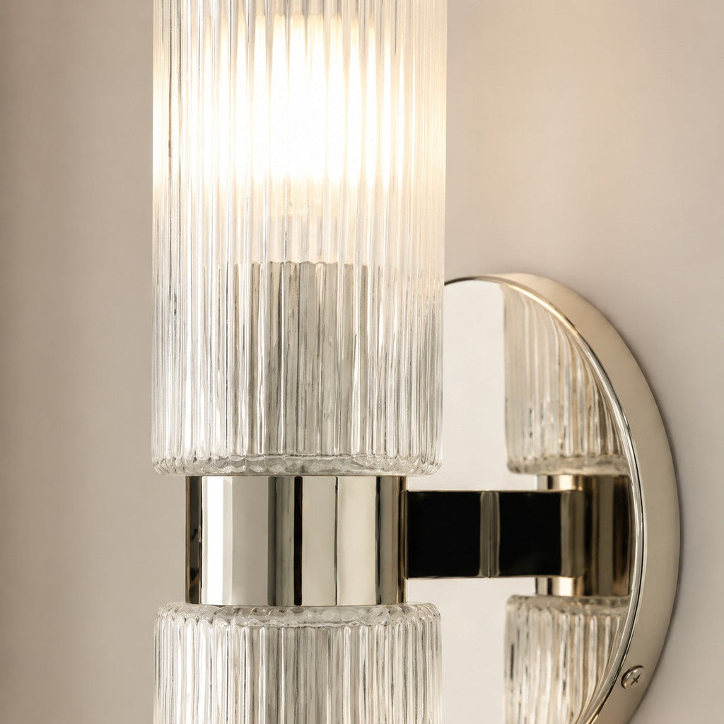Rivora Ribbed Glass Tube Double Wall Lamp – Contemporary Wall Lighting for Entryway | Esilora