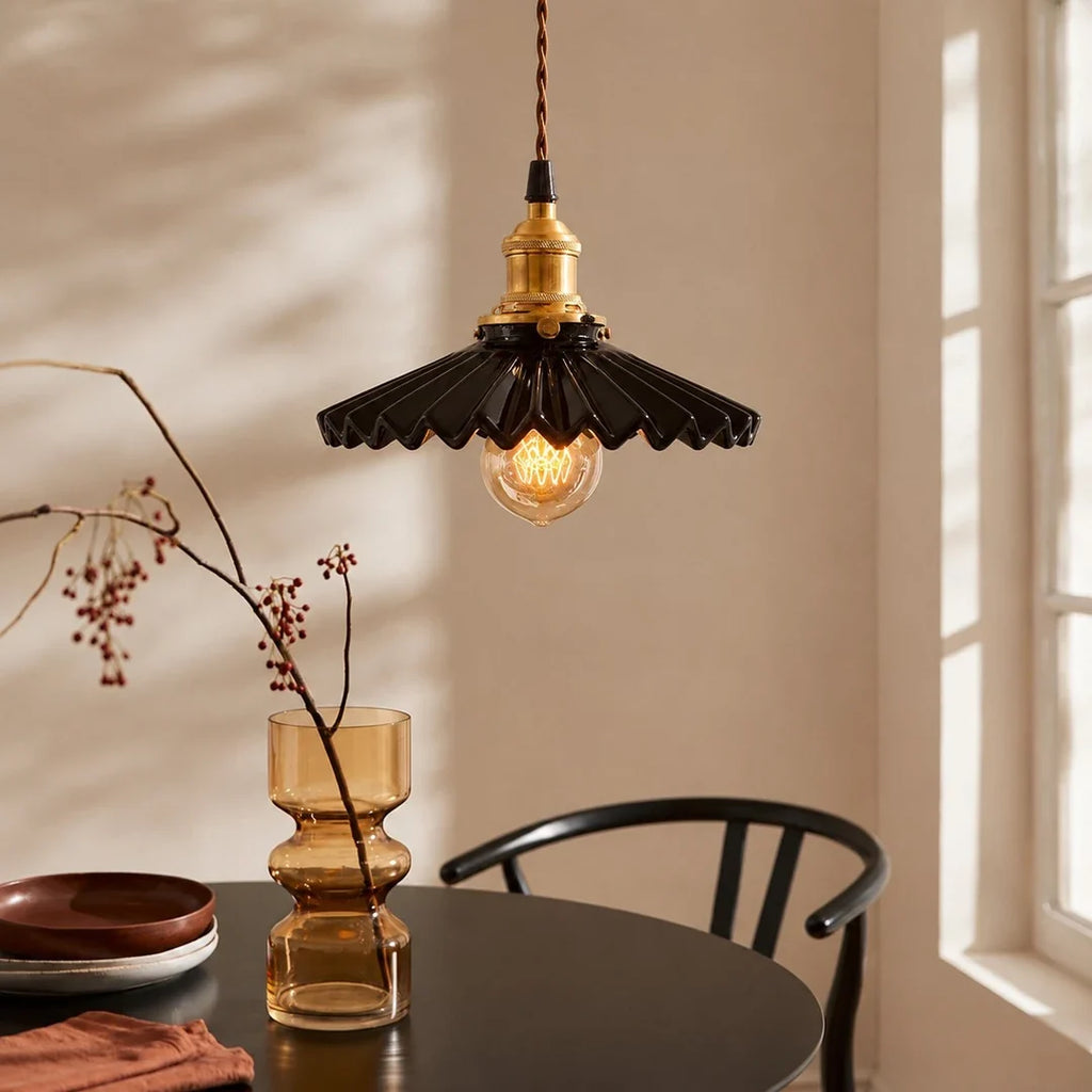 Pleated Ceramic Pendant Light | Esilora