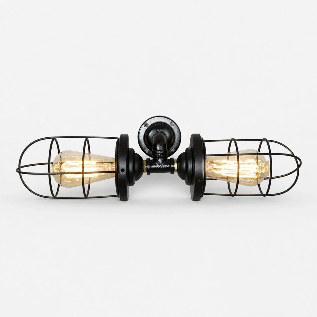 Industrial Cage Wall Sconce Light, Vintage Metal Wall Fixture for Hallways, Vanity, Bar and Bedroom | Esilora