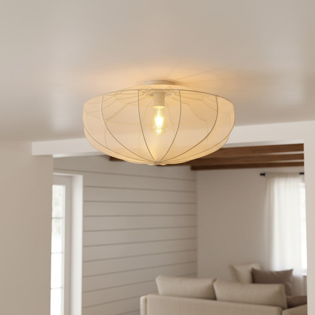 Lumifil Draped Mesh Ceiling Light – Boho Rustic Textured Shade Lamp for Living Room or Bedroom | Esilora