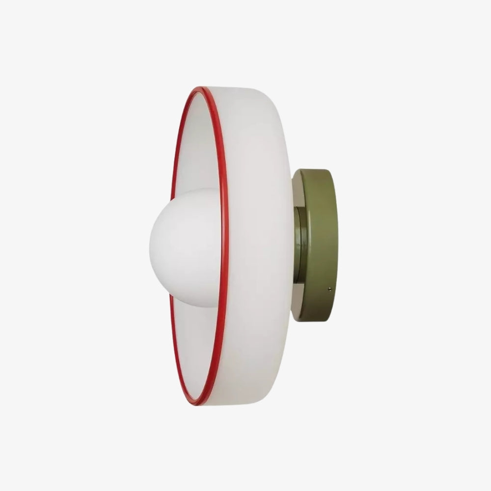 Luminaire mural ou plafonnier moderne Kalo à disque en verre polyvalent, avec bord coloré, pour espaces de vie | Esilora