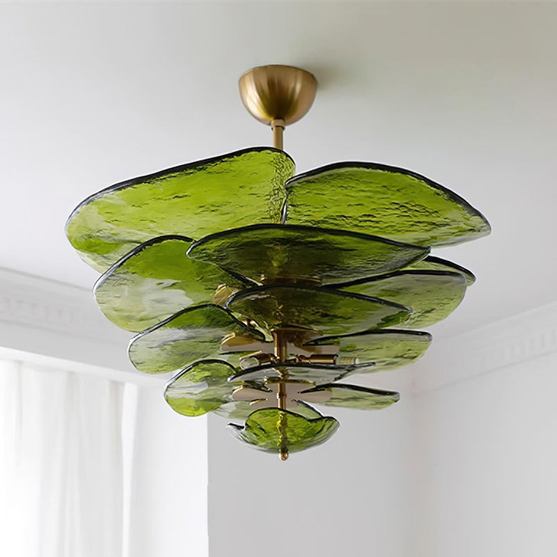 Lotus Leaf Layered Glass Chandelier | Esilora