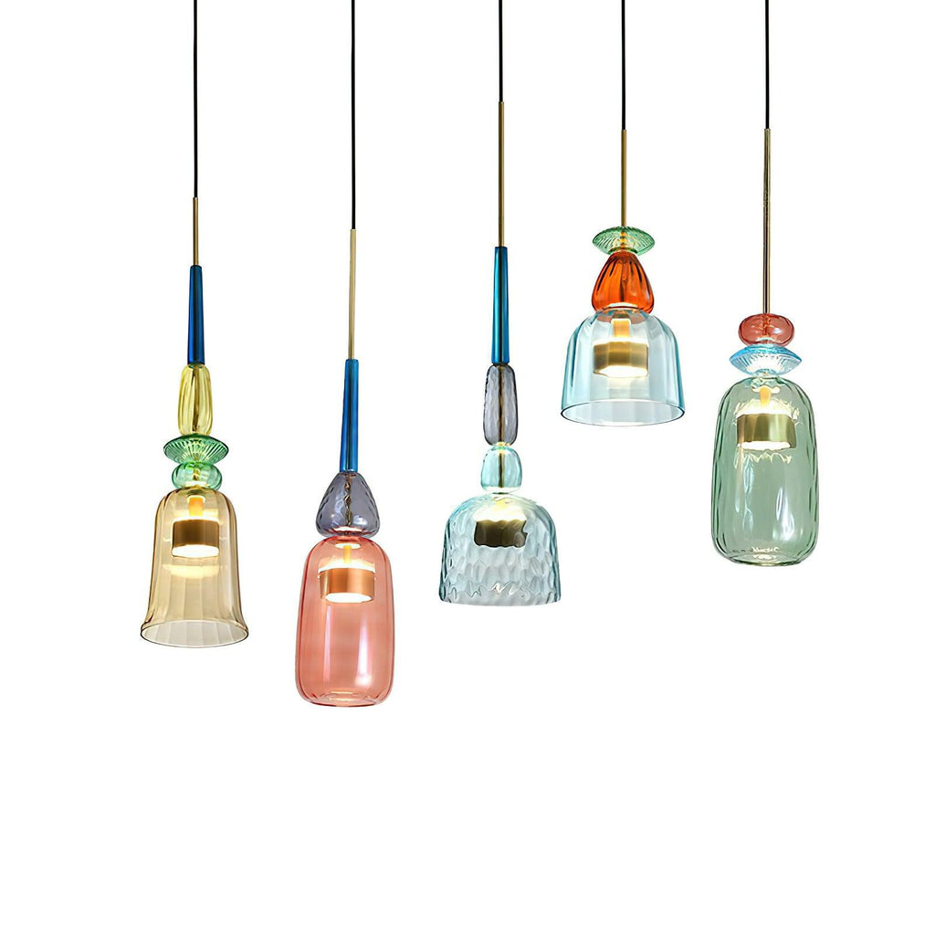 Hand Blown Glass Pendant Lamp - Colorful Candy Iron Mixed Color Indoor | Esilora