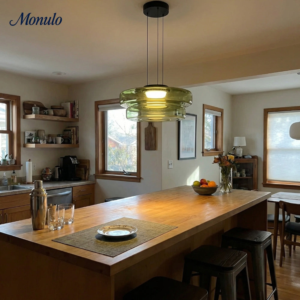 Verdoma Stacked Disc Form Glass Pendant Light Contemporary Nordic Lighting for Kitchens | Esilora