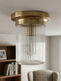 Rivora Textured Ribbed Glass Flush Ceiling Light — Elegant Low-Profile Fixture for Entryways | Esilora