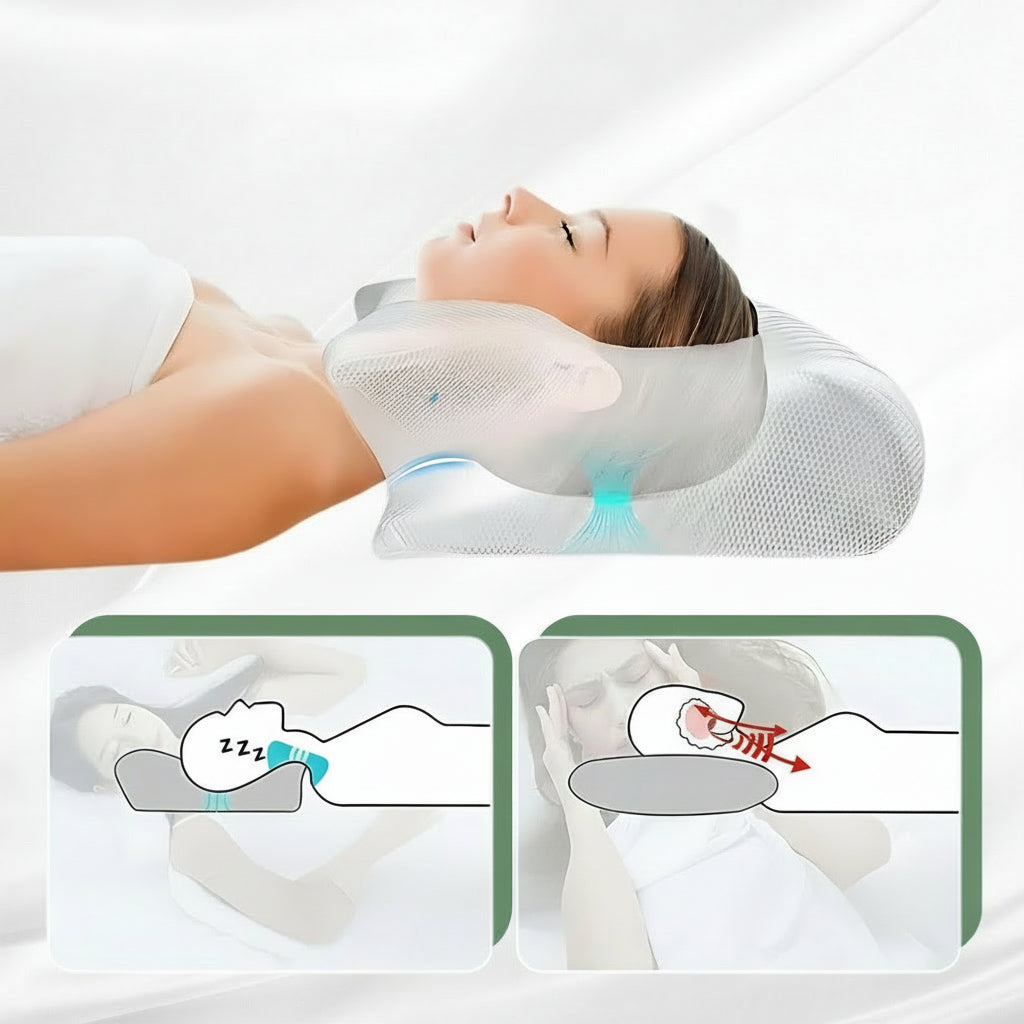 Cuscino ergonomico in memory foam per alleviare il dolore al collo e alla schiena e migliorare il sonno - Esilora