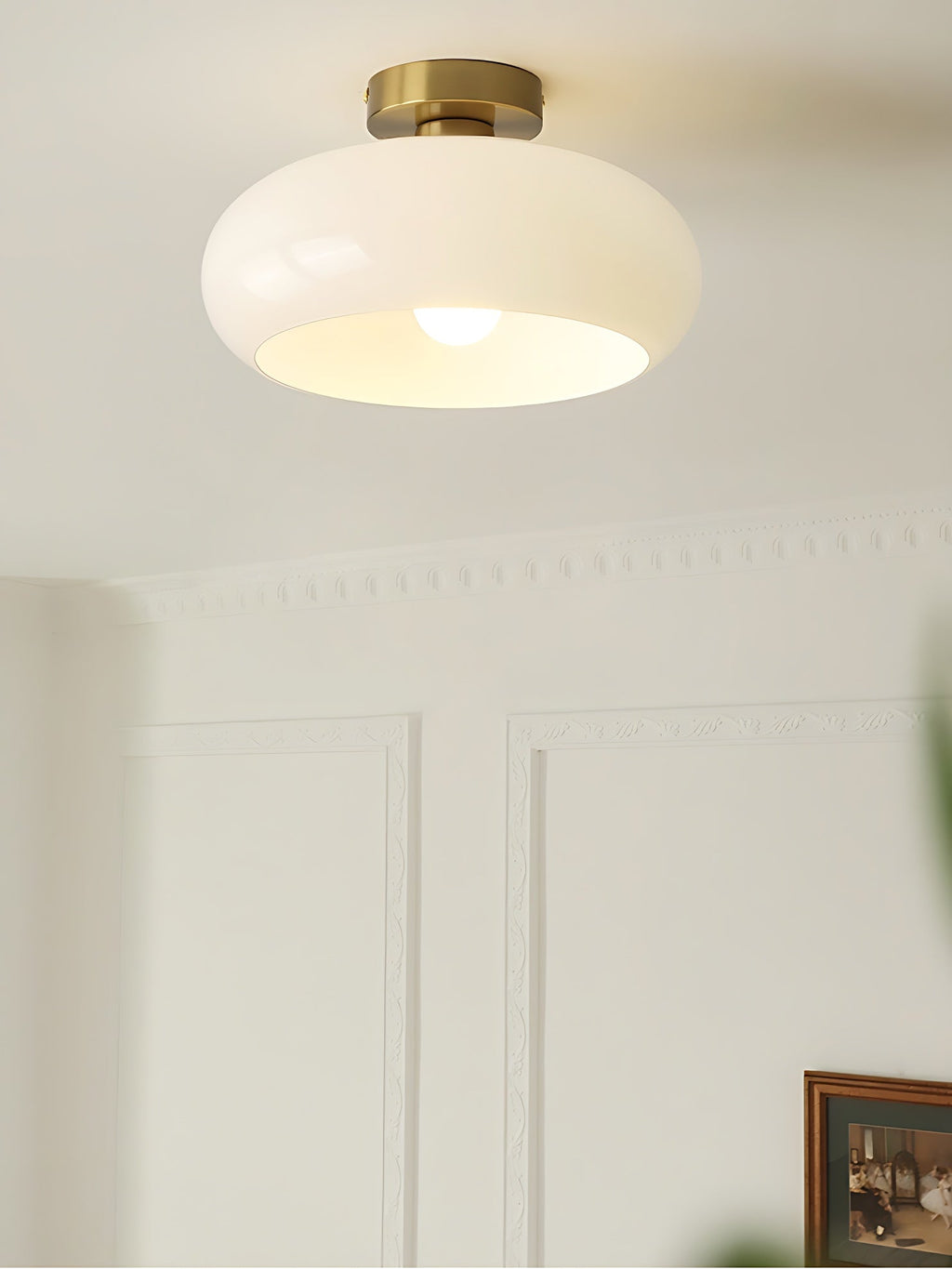 Retro Brass Bauhaus Glass Disc Ceiling Lamp | Esilora