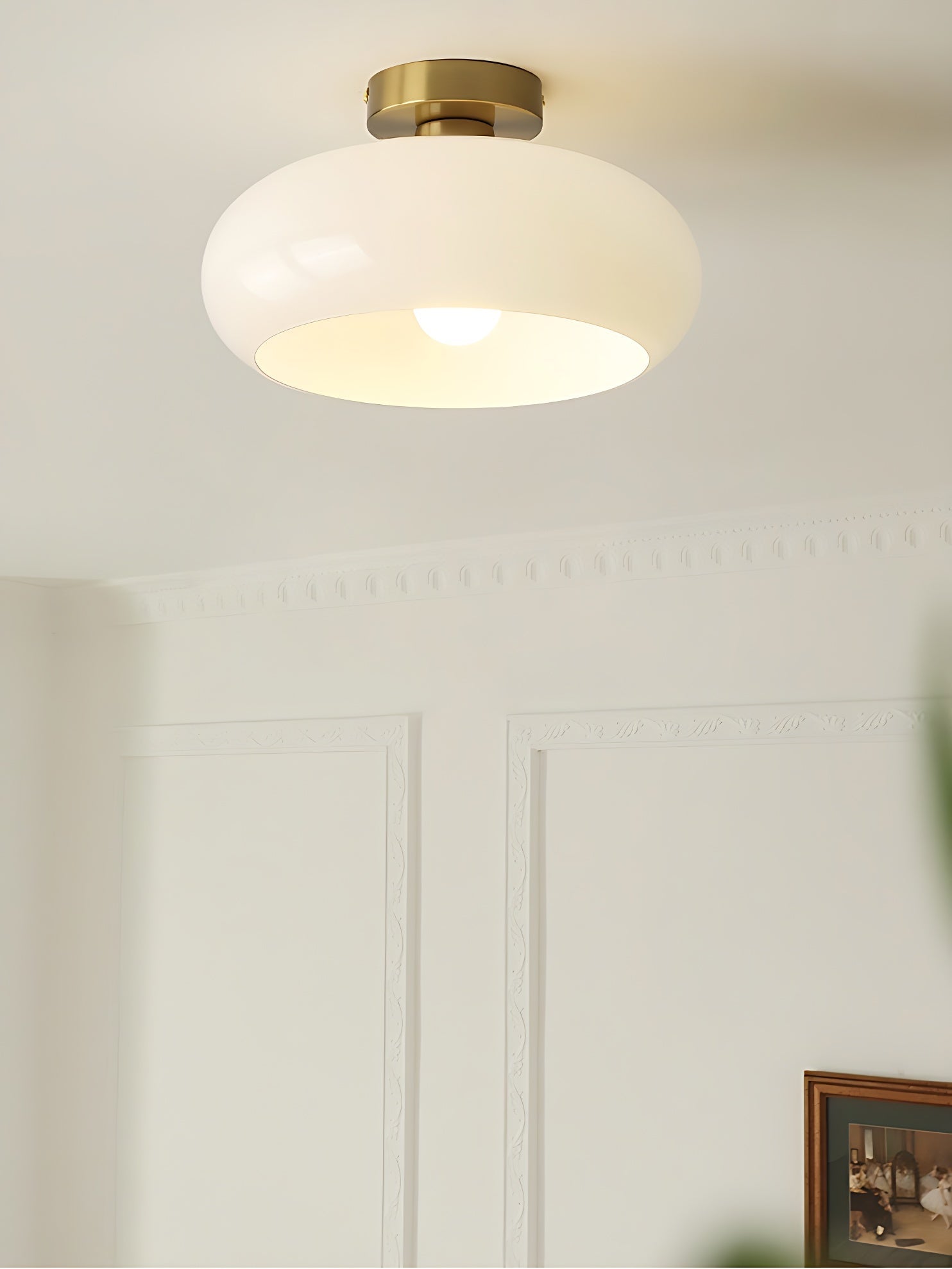 Retro Brass Bauhaus Glass Disc Ceiling Lamp | Esilora