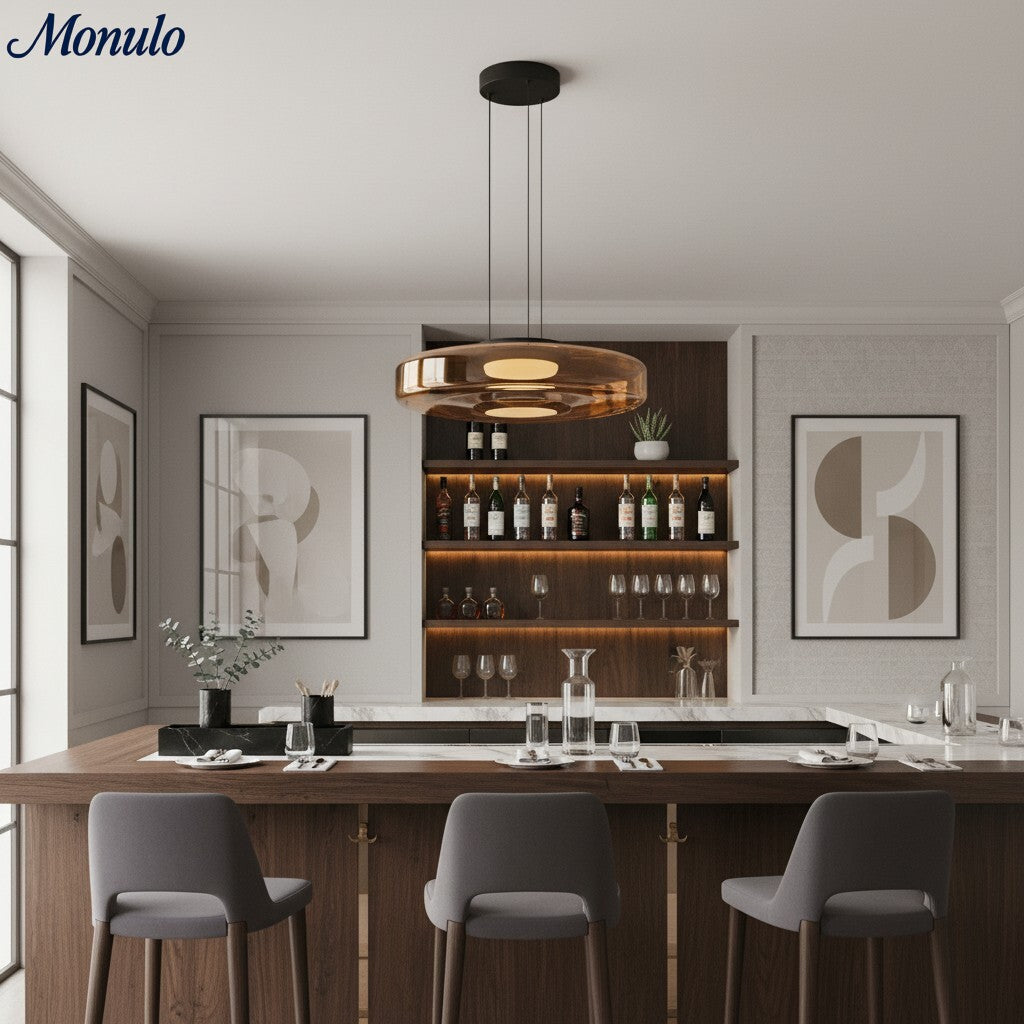 Verdoma Stacked Disc Form Glass Pendant Light Contemporary Nordic Lighting for Kitchens | Esilora
