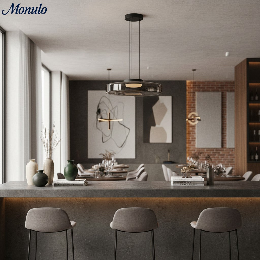 Verdoma Stacked Disc Form Glass Pendant Light Contemporary Nordic Lighting for Kitchens | Esilora