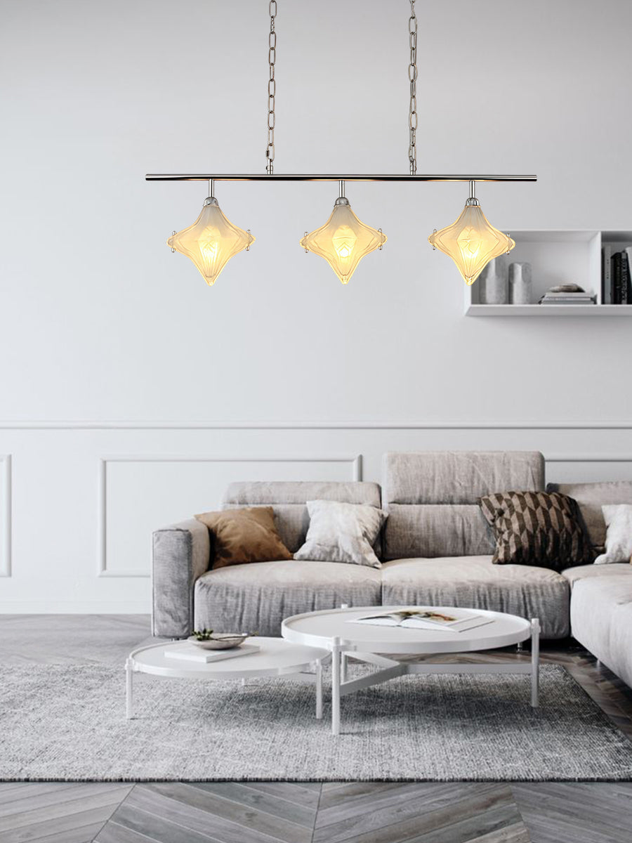Art Deco Star Linear Pendant Light - Elegant Lighting for Kitchen Island  - Astris Cassiopeia | Esilora