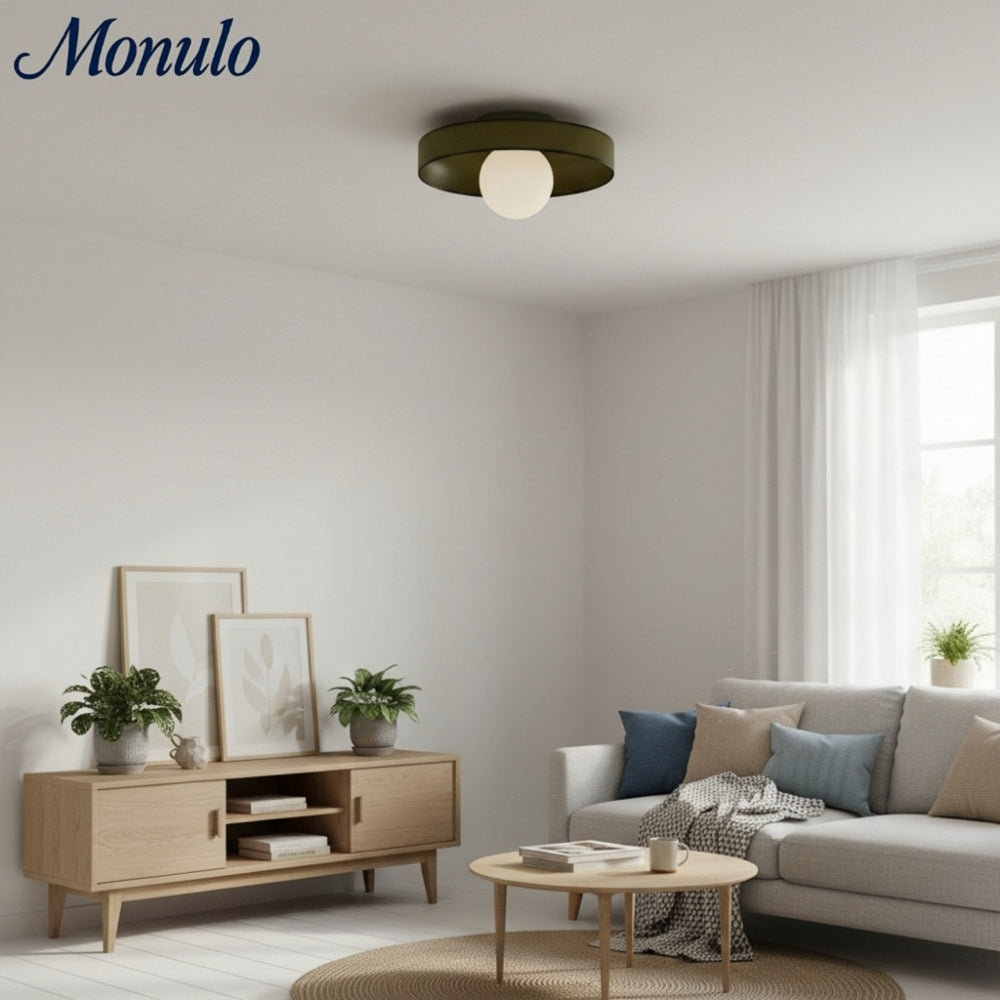 Luminaire mural ou plafonnier moderne Kalo à disque en verre polyvalent, avec bord coloré, pour espaces de vie | Esilora