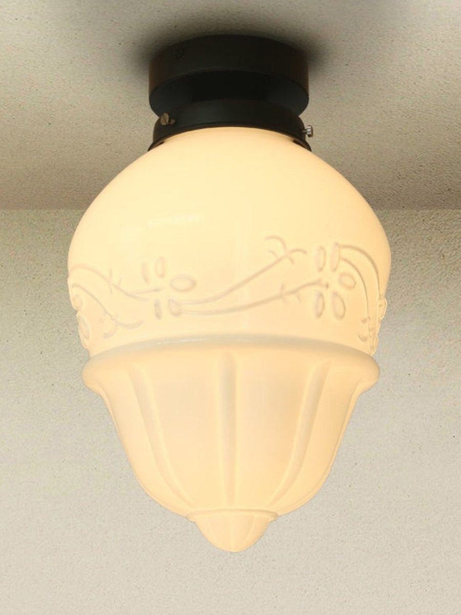 Art Deco Flower Bud Milk Glass Fixed Ceiling Light | Esilora