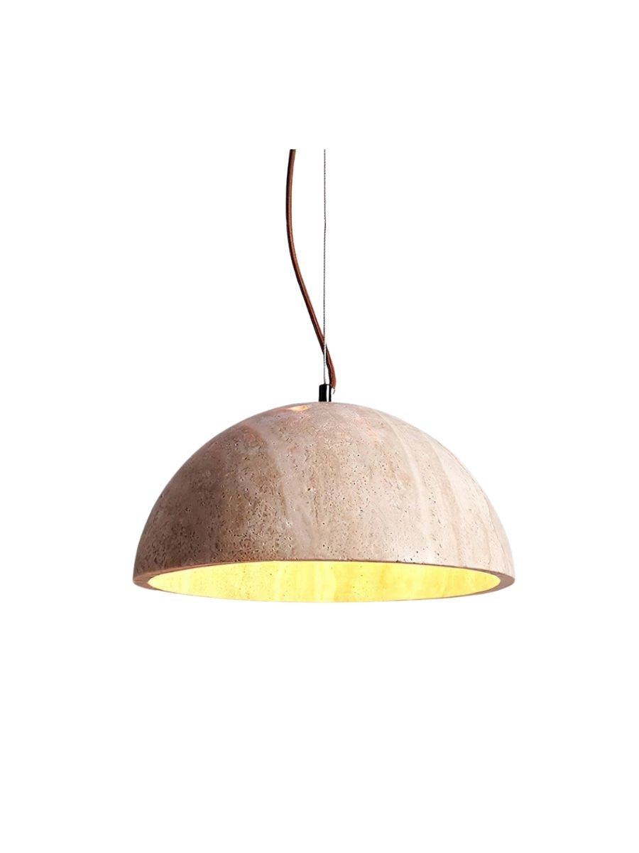 Modern Minimalist Travertine Hemisphere Pendant Lamp | Esilora