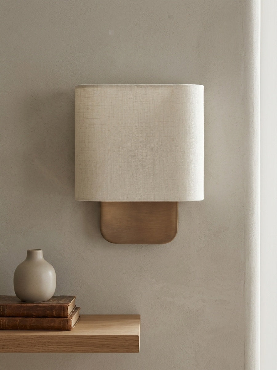 Nolvara Aleena Soft Fabric Luxe Metal Fabric Wall Sconce for Bedroom Reading Light | Esilora