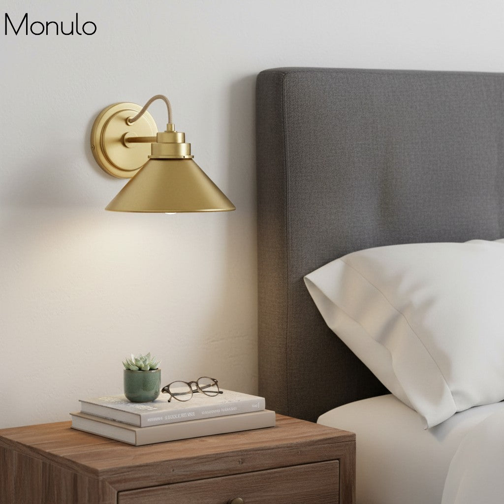 Aurenza Curved Arm Globe Wall Sconce – Modern Industrial Wall Lamp for Bathroom, Bedroom, and Hallway | Esilora