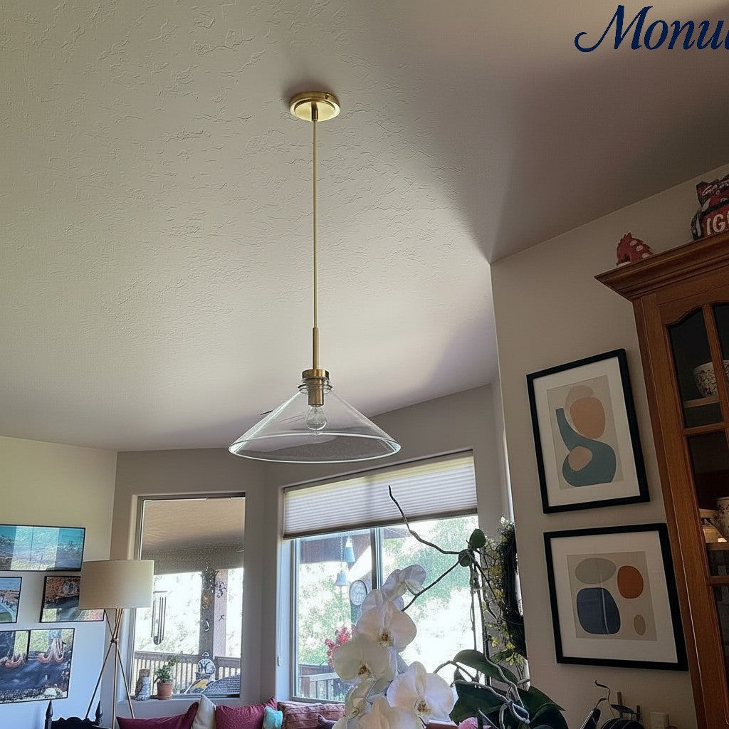 Aurenza Modern Farmhouse  Cone Pendant Light – Dimmable Kitchen and Entryway Lighting | Esilora