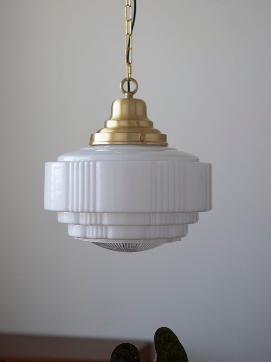 Opalume Glas-Pendelleuchte – Vintage Milchglas-Pendelleuchte im Art-Deco-Stil | Esilora