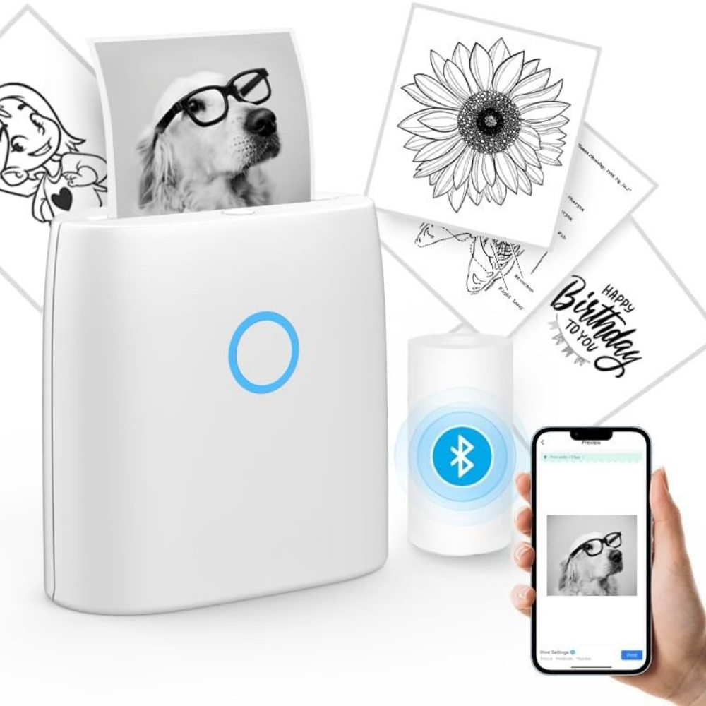 Kompakter Bluetooth-Thermoetikettendrucker — tragbares kabelloses Mini-Gerät