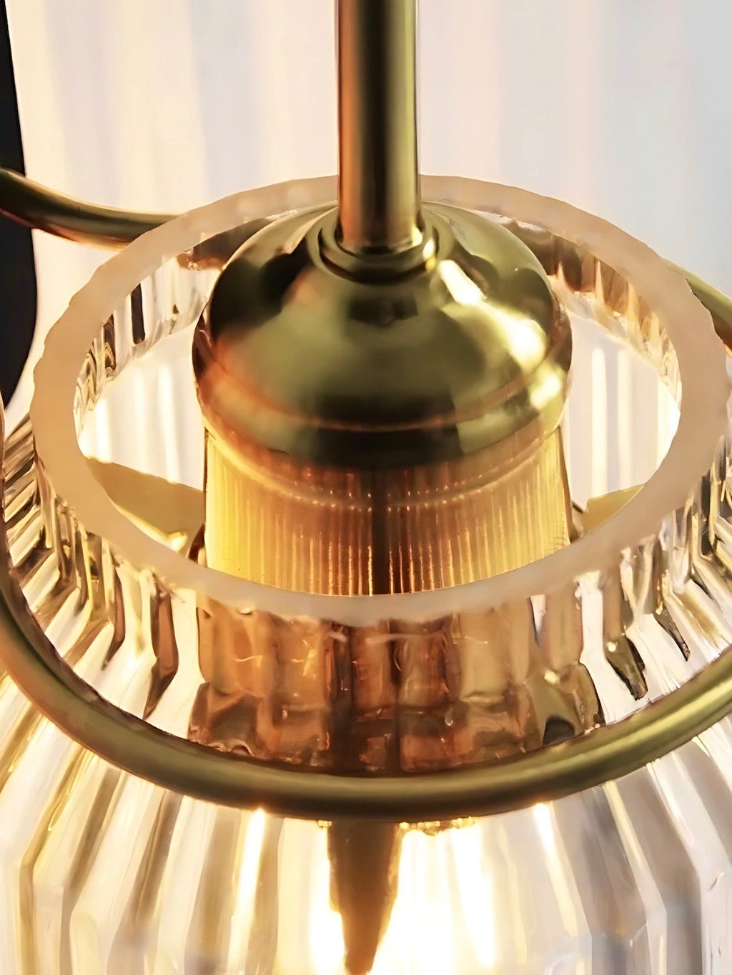 Modern Ribbed Brass and Glass Wall Sconce - Vanity Light for Bathroom Mirrors | Esilora