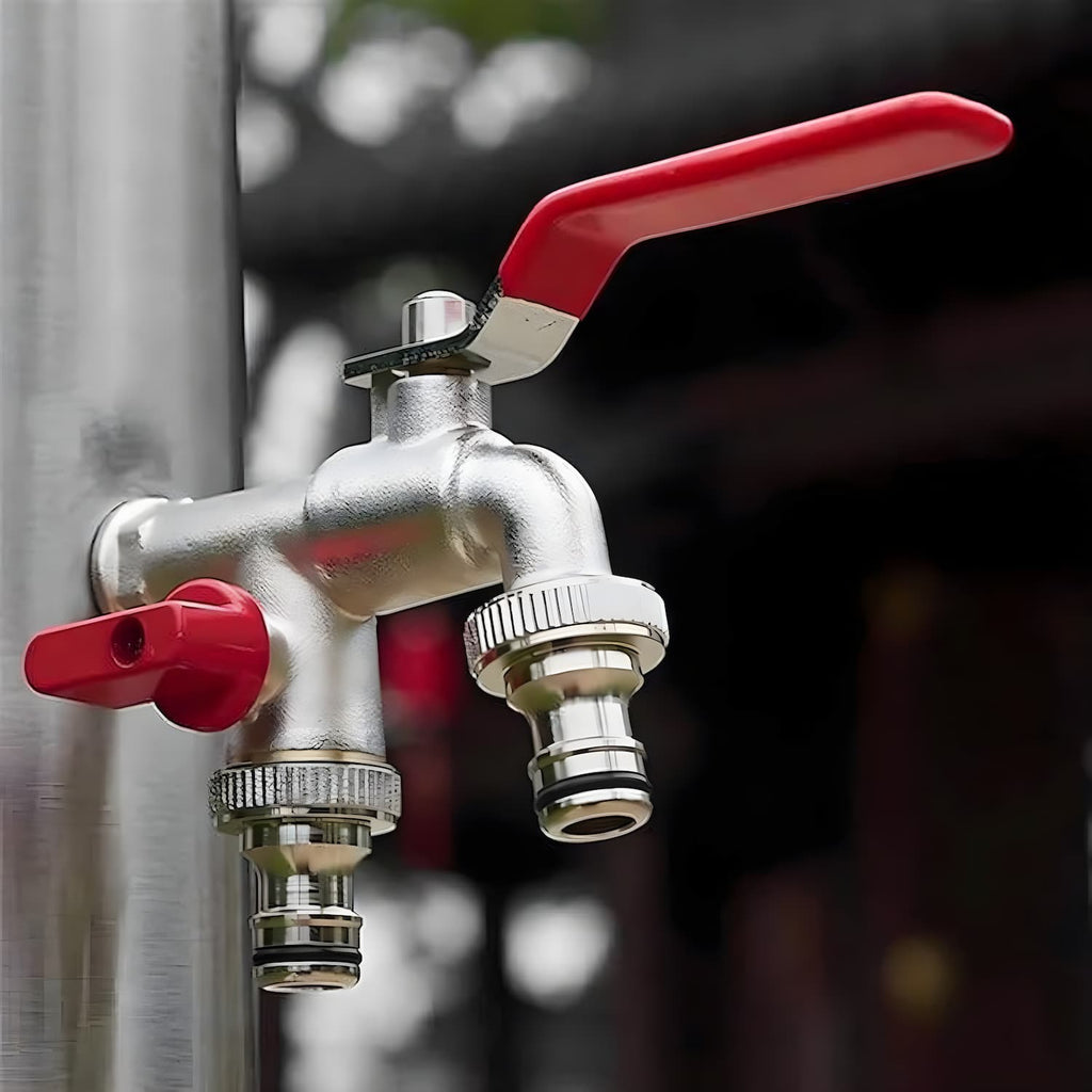 Stainless Steel Double Faucet with Two Outlets - Esilora