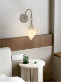 Art Deco Star Wall Sconce - Frosted Glass Light for Hallway - Astris Selene | Esilora