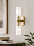 Rivora Ribbed Glass Tube Double Wall Lamp – Contemporary Wall Lighting for Entryway | Esilora